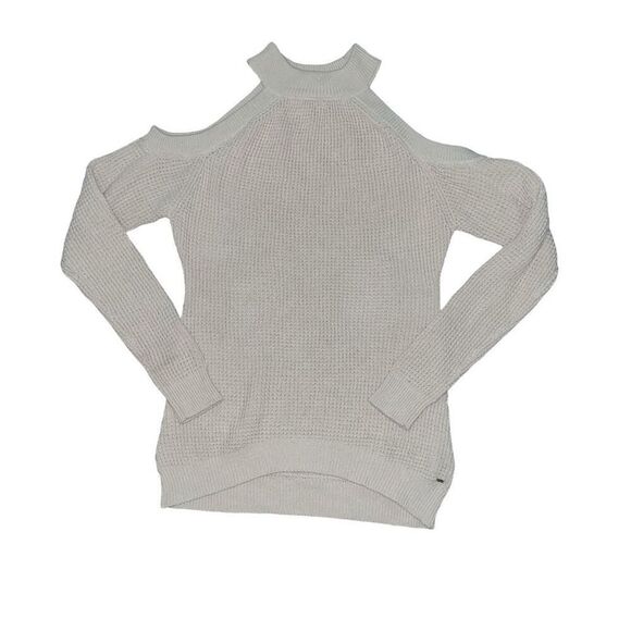GUESS Cream Cold Shoulder Cut Out Knitted Sweater Size L - Picture 1 of 7